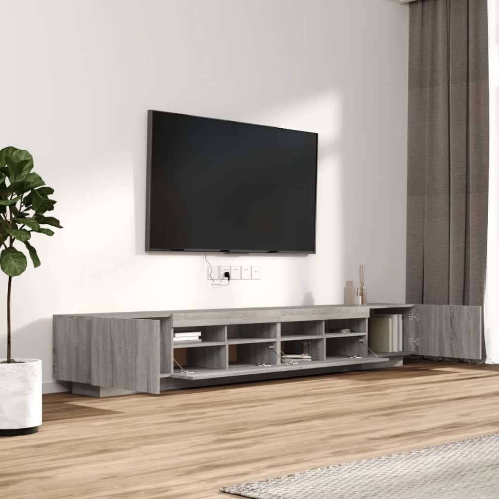 Ensemble de meubles TV avec lumières LED 3 pcs Sonoma gris - XIOS