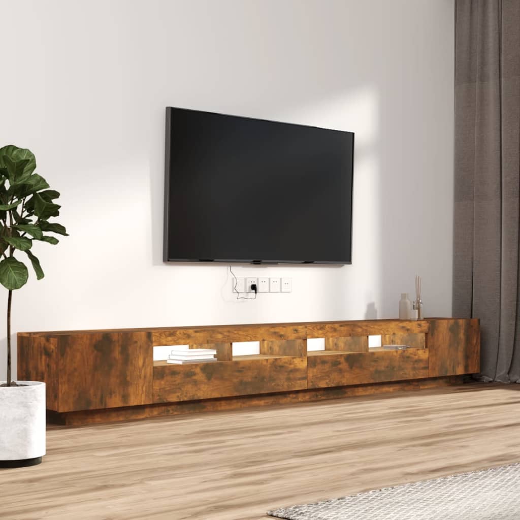 Ensemble de meubles TV avec lumières LED 3 pcs Chêne fumé - XIOS