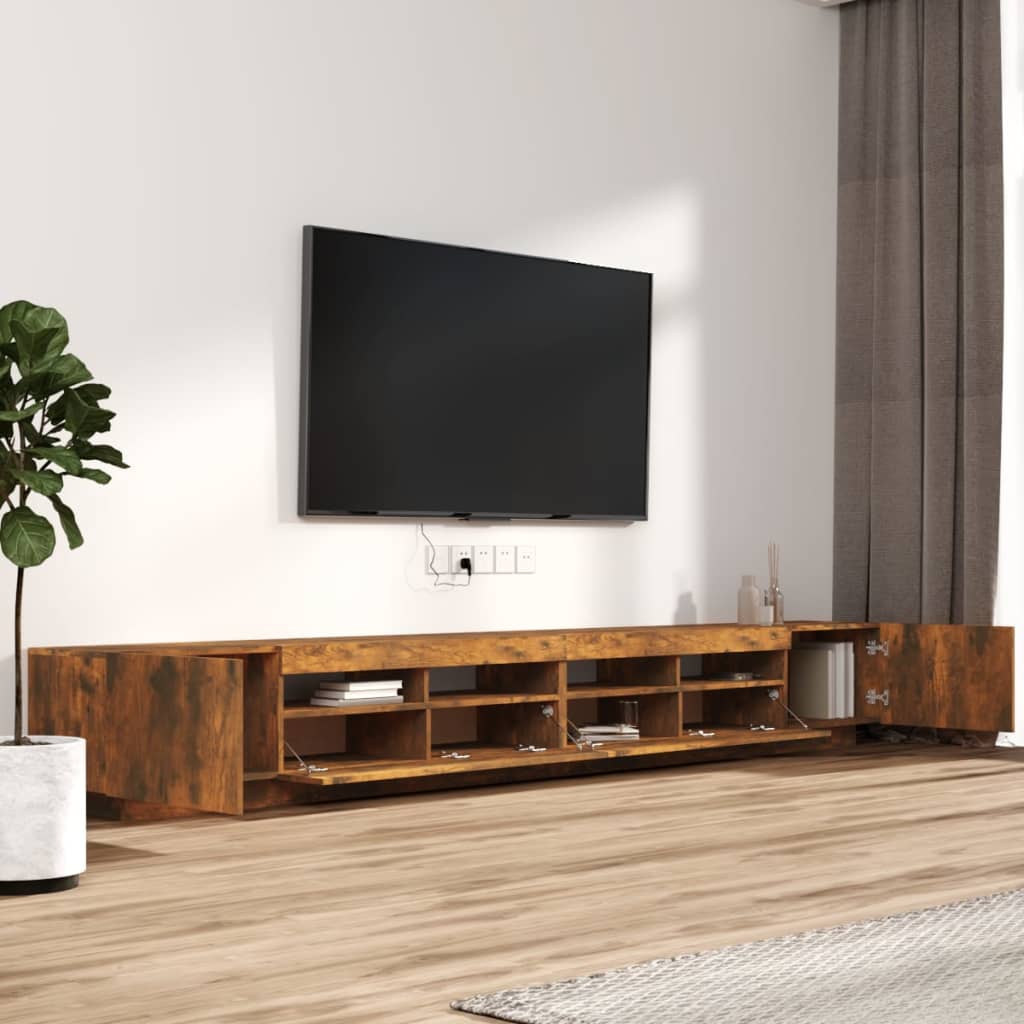 Ensemble de meubles TV avec lumières LED 3 pcs Chêne fumé - XIOS