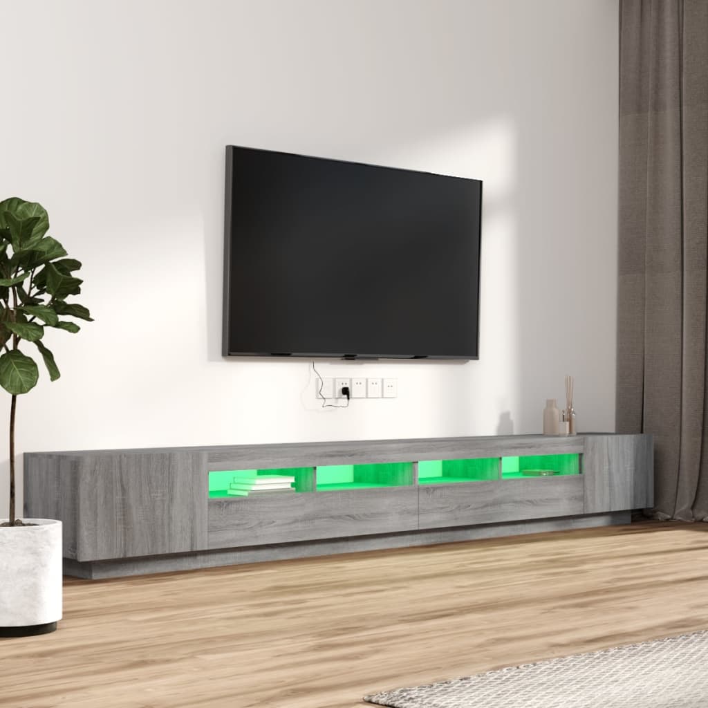 Ensemble de meubles TV avec lumières LED 3 pcs Sonoma gris - XIOS
