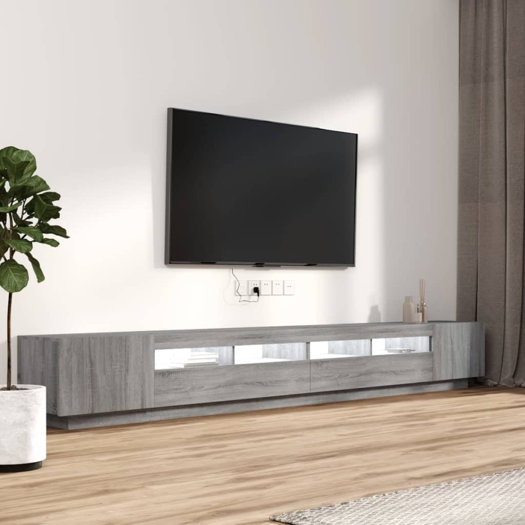 Ensemble de meubles TV avec lumières LED 3 pcs Sonoma gris - XIOS