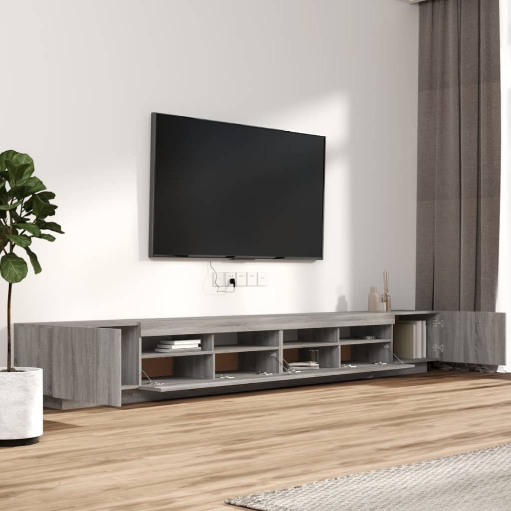 Ensemble de meubles TV avec lumières LED 3 pcs Sonoma gris - XIOS