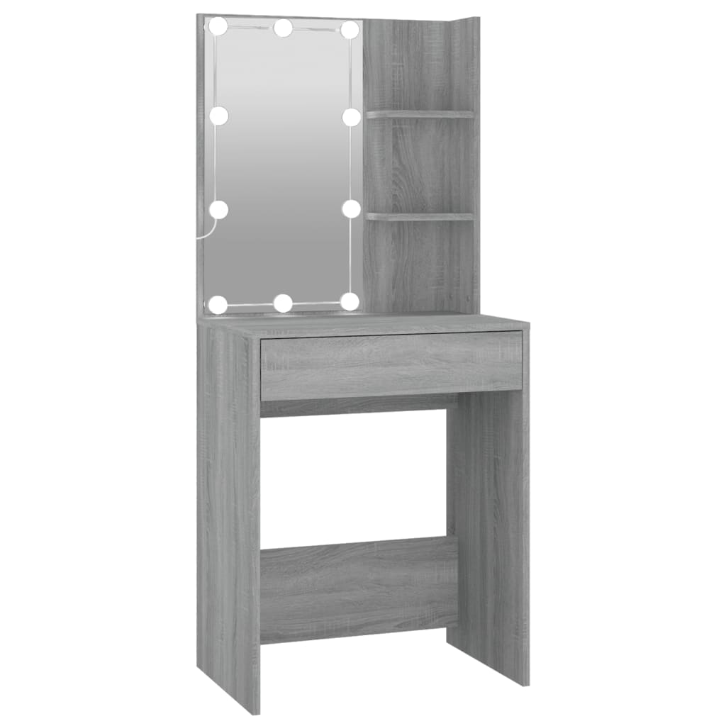 Coiffeuse à LED avec armoire Sonoma gris Bois d'ingénierie - XIOS