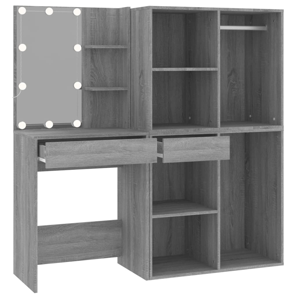 Coiffeuse à LED avec armoires Sonoma gris Bois d'ingénierie - XIOS
