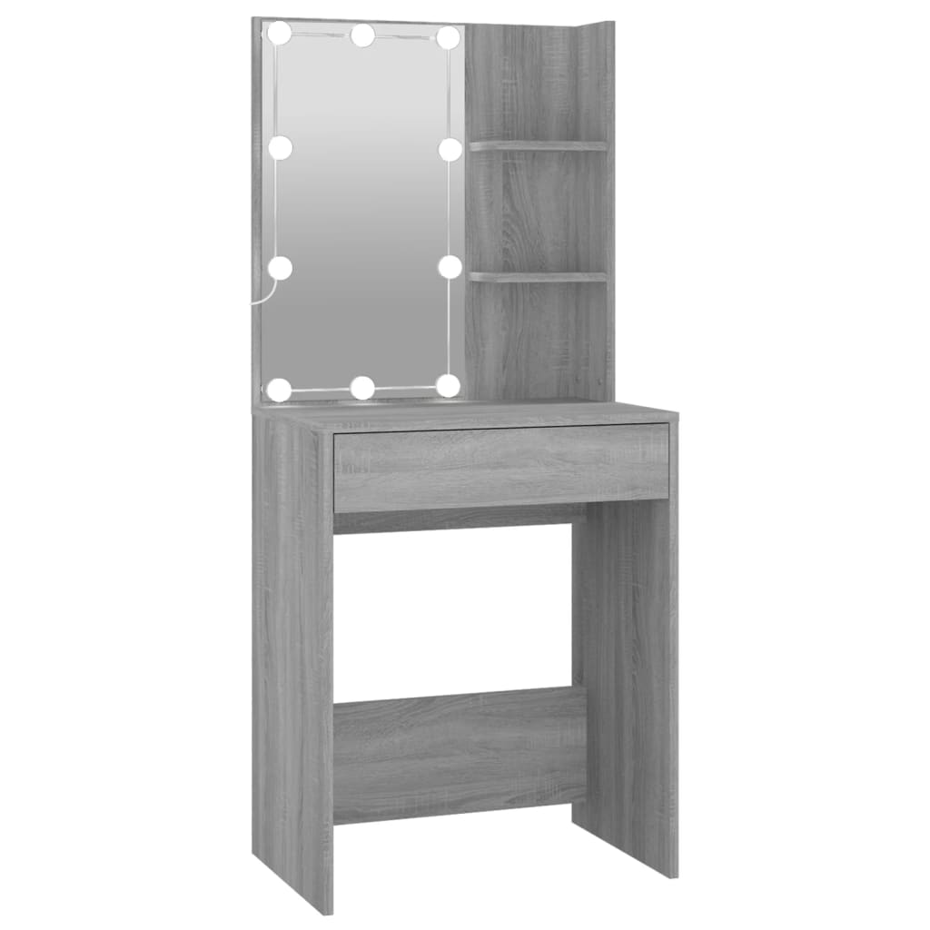 Coiffeuse à LED avec armoires Sonoma gris Bois d'ingénierie - XIOS