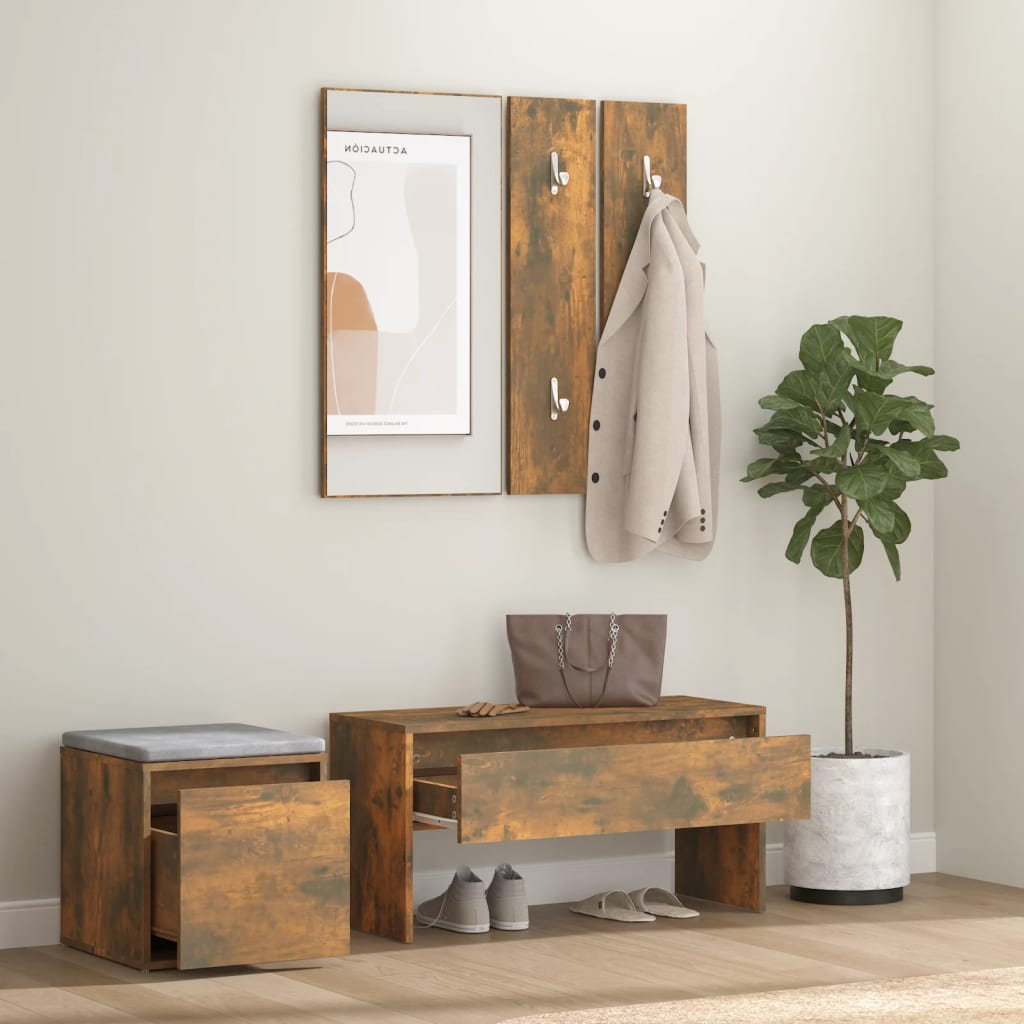 Ensemble de meubles de couloir Chêne fumé Bois d'ingénierie - XIOS