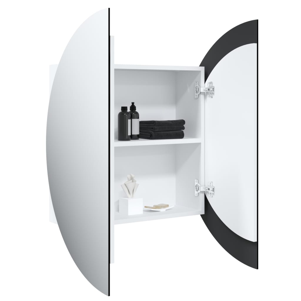 Armoire de salle de bain miroir rond et LED Blanc 54x54x17,5 cm - XIOS