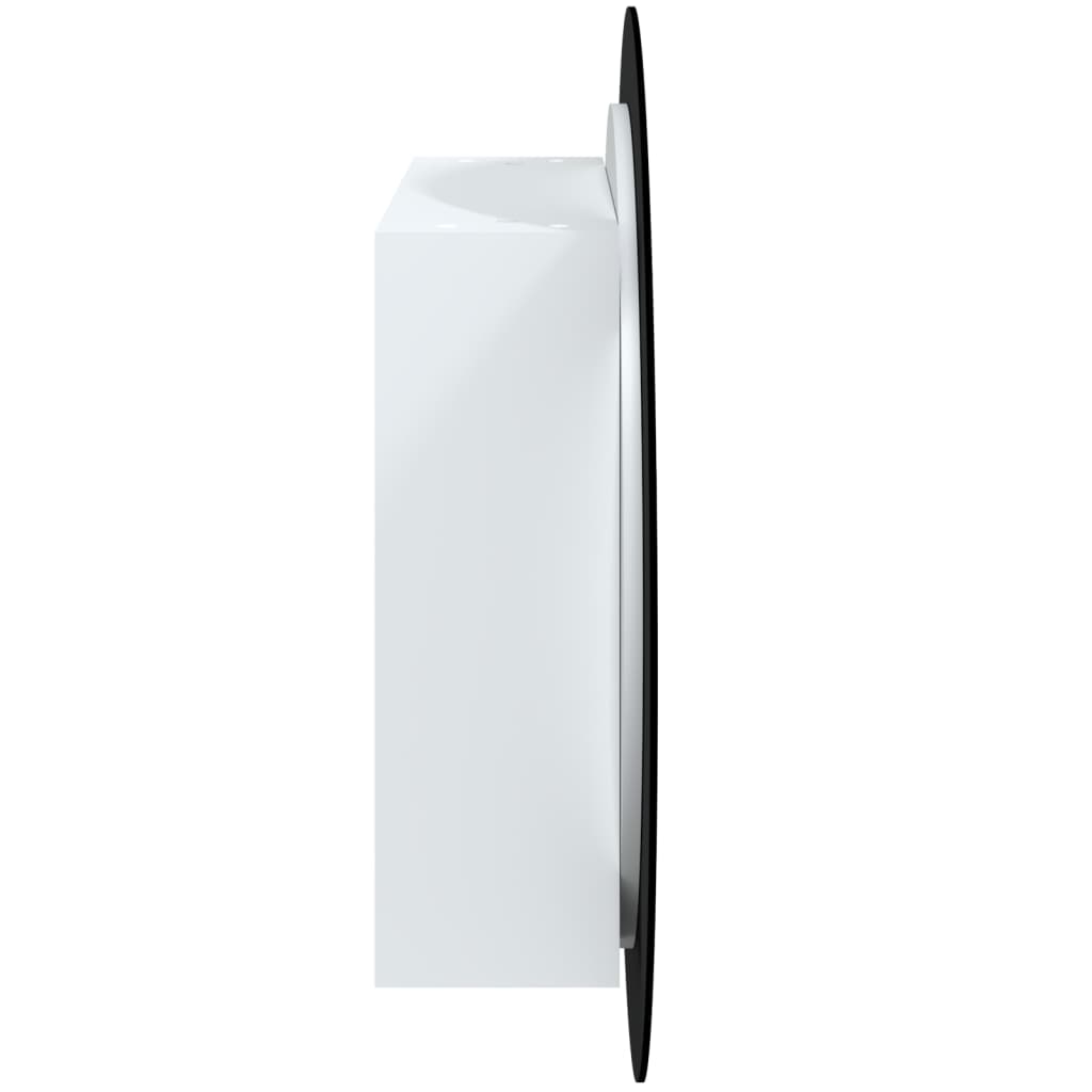 Armoire de salle de bain miroir rond et LED Blanc 54x54x17,5 cm - XIOS