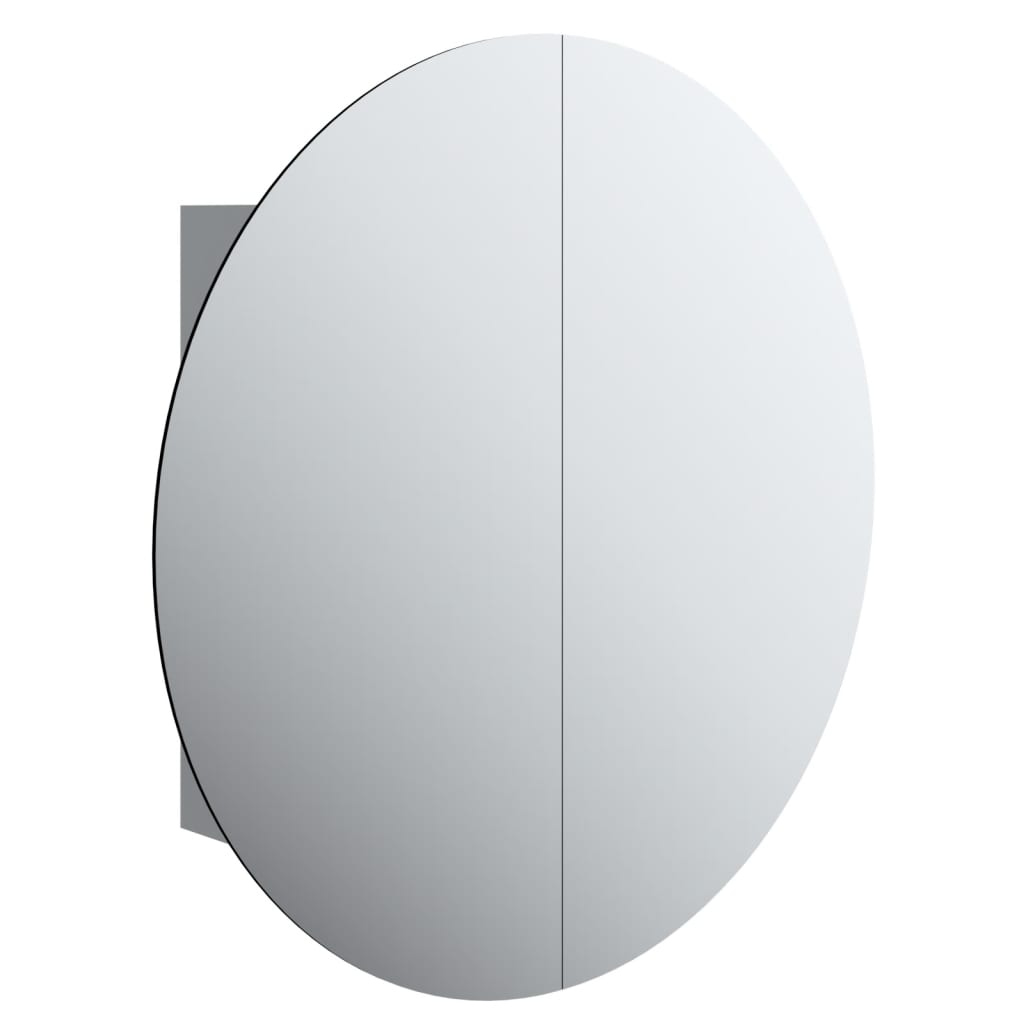 Armoire de salle de bain miroir rond et LED Gris 54x54x17,5 cm - XIOS