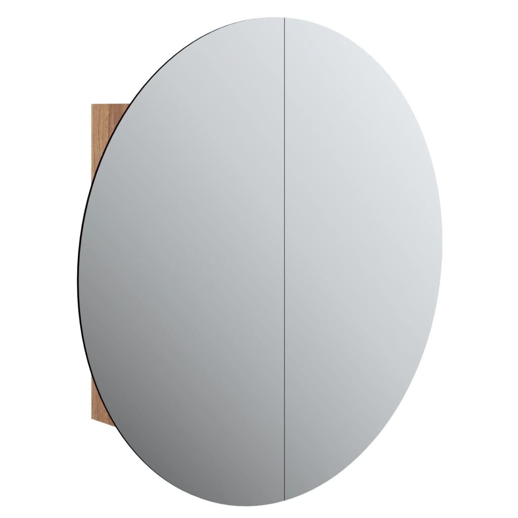 Armoire de salle de bain miroir rond et LED Chêne 54x54x17,5 cm - XIOS