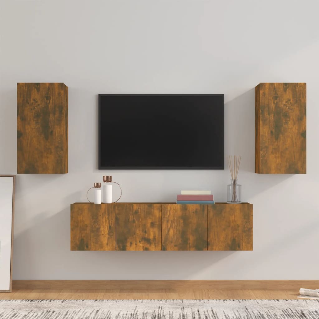 Ensemble de meubles TV 4 pcs Chêne fumé Bois d'ingénierie - XIOS