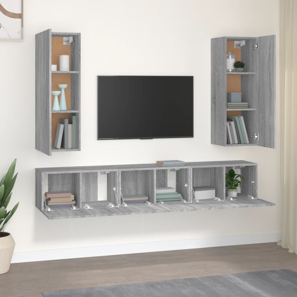 Ensemble de meubles TV 5 pcs Sonoma gris Bois d'ingénierie - XIOS