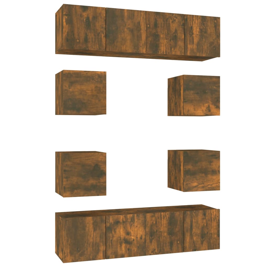 Ensemble de meubles TV 8 pcs Chêne fumé Bois d'ingénierie - XIOS