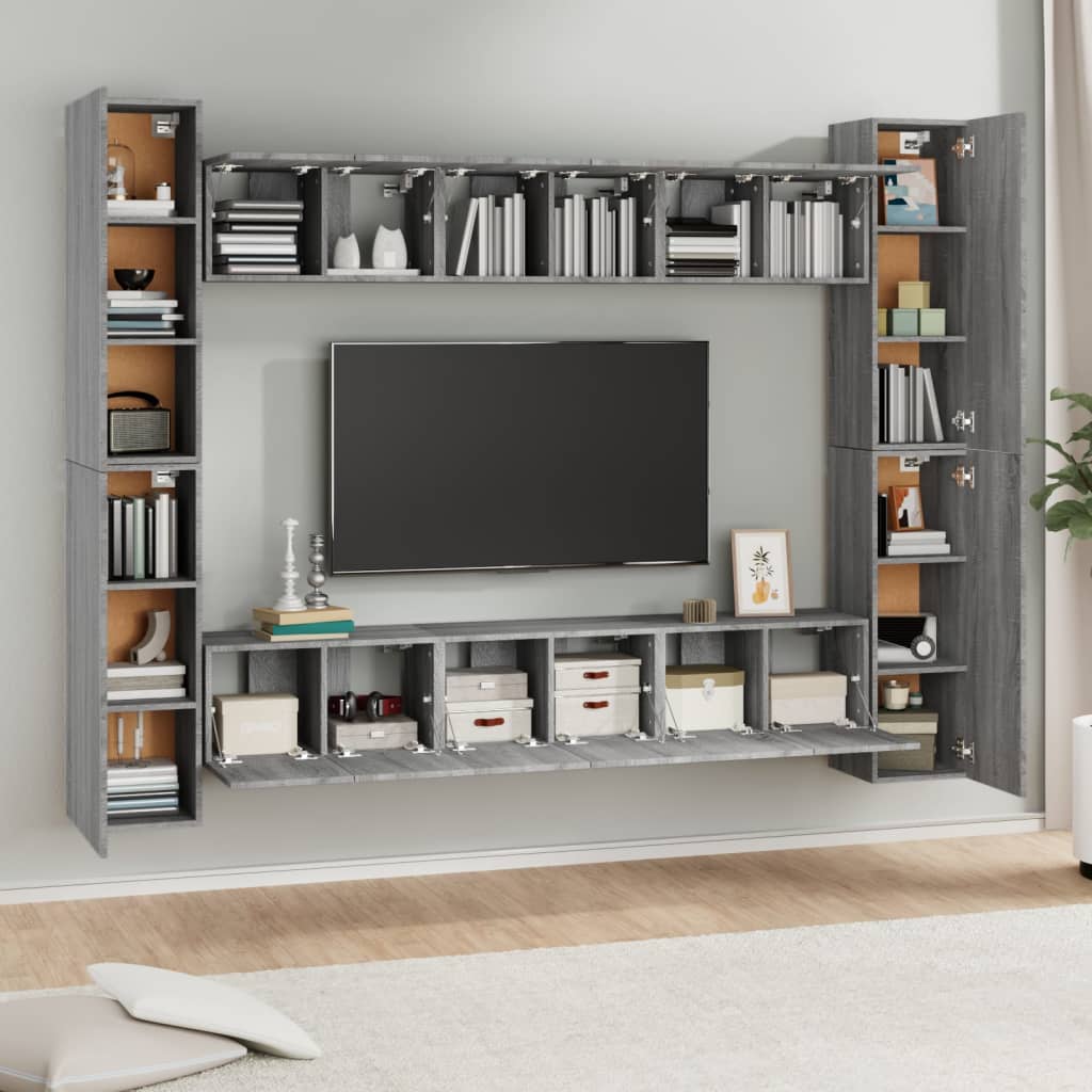 Ensemble de meubles TV 10 pcs Sonoma gris Bois d'ingénierie - XIOS