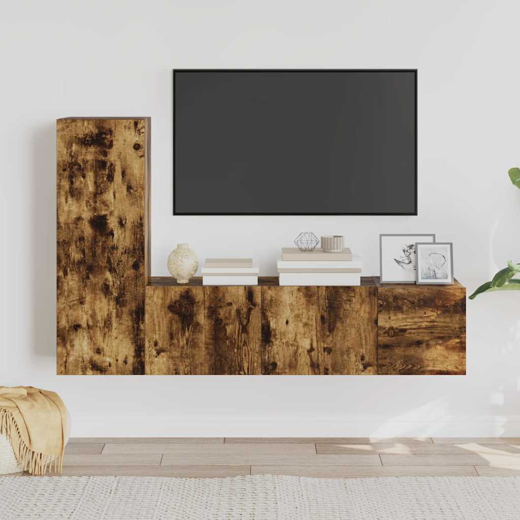 Ensemble de meubles TV 3 pcs Chêne fumé Bois d'ingénierie - XIOS
