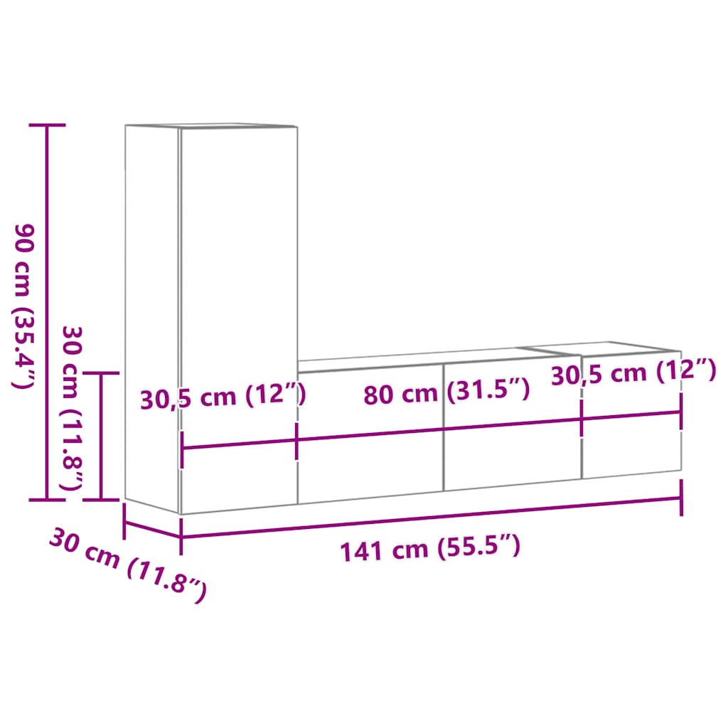 Ensemble de meubles TV 3 pcs Sonoma gris Bois d'ingénierie - XIOS