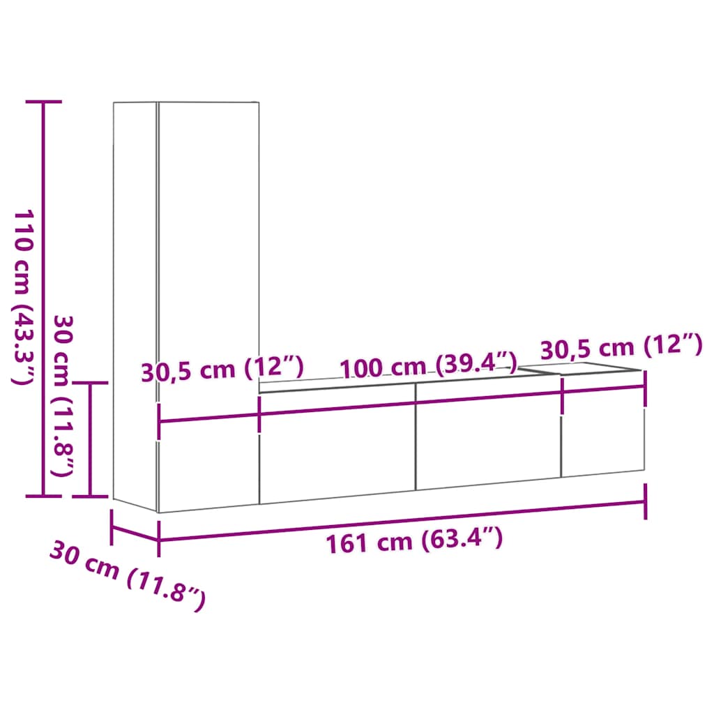 Ensemble de meubles TV 3 pcs Chêne fumé Bois d'ingénierie - XIOS