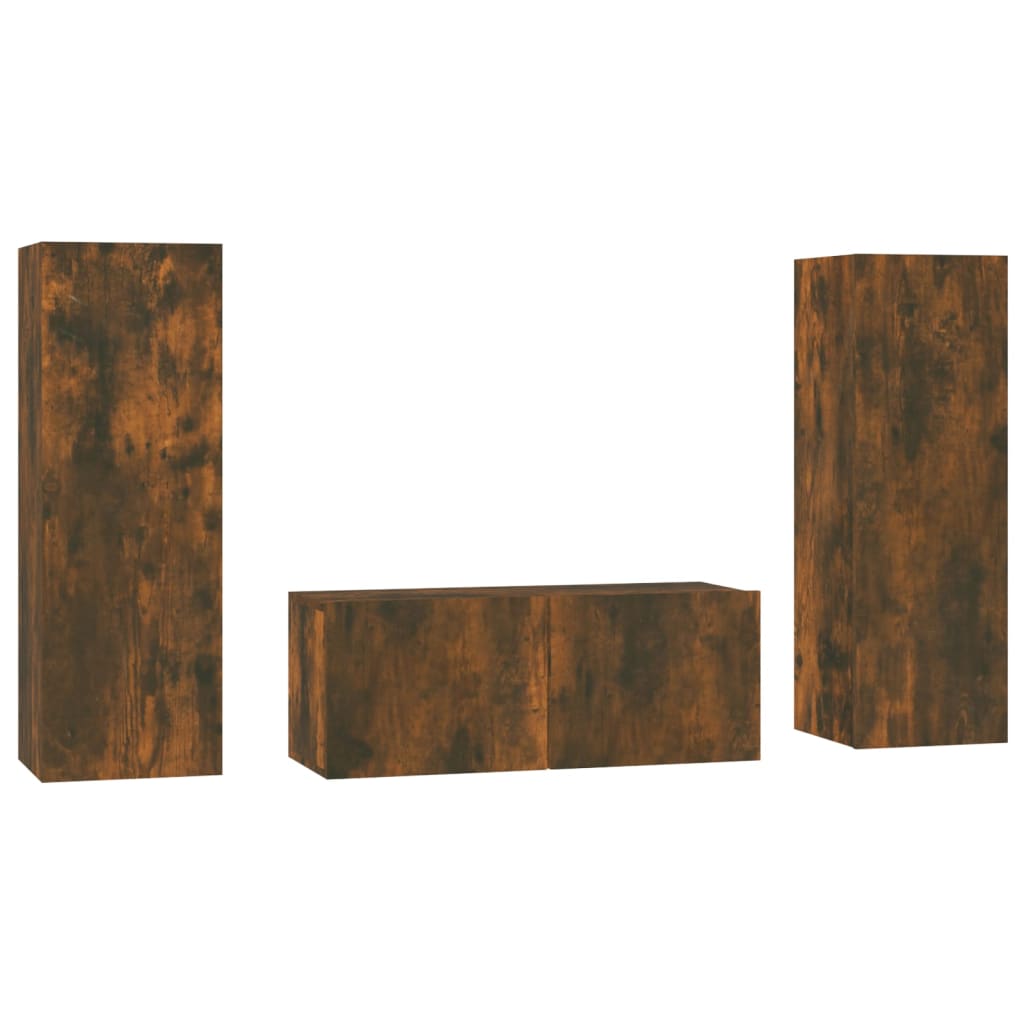Ensemble de meubles TV 3 pcs Chêne fumé Bois d'ingénierie - XIOS