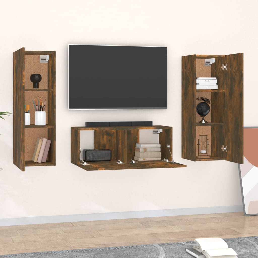 Ensemble de meubles TV 3 pcs Chêne fumé Bois d'ingénierie - XIOS
