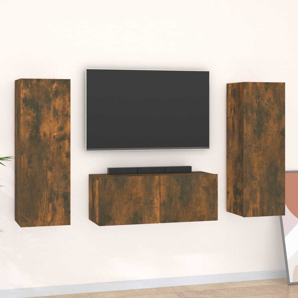 Ensemble de meubles TV 3 pcs Chêne fumé Bois d'ingénierie - XIOS