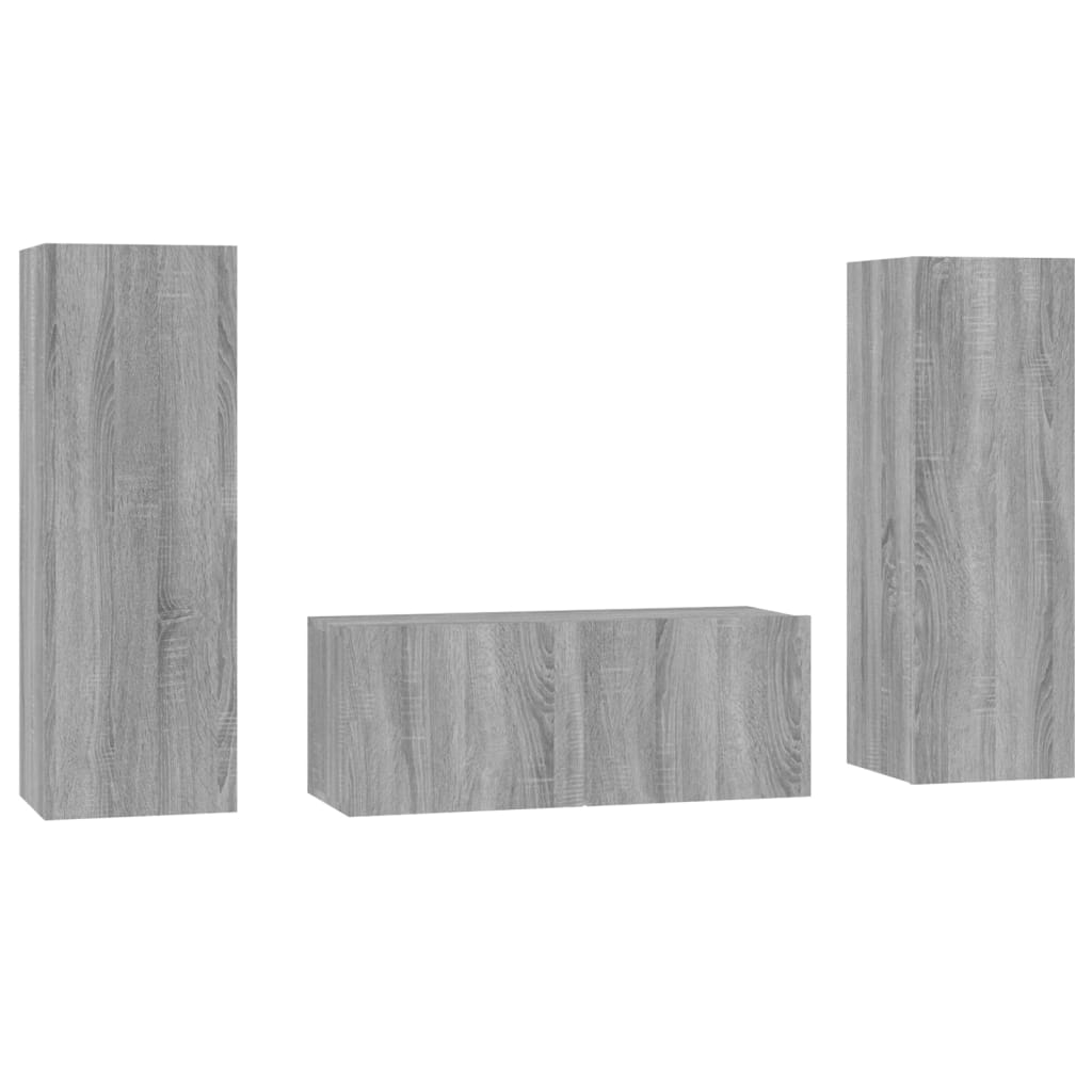 Ensemble de meubles TV 3 pcs Sonoma gris Bois d'ingénierie - XIOS