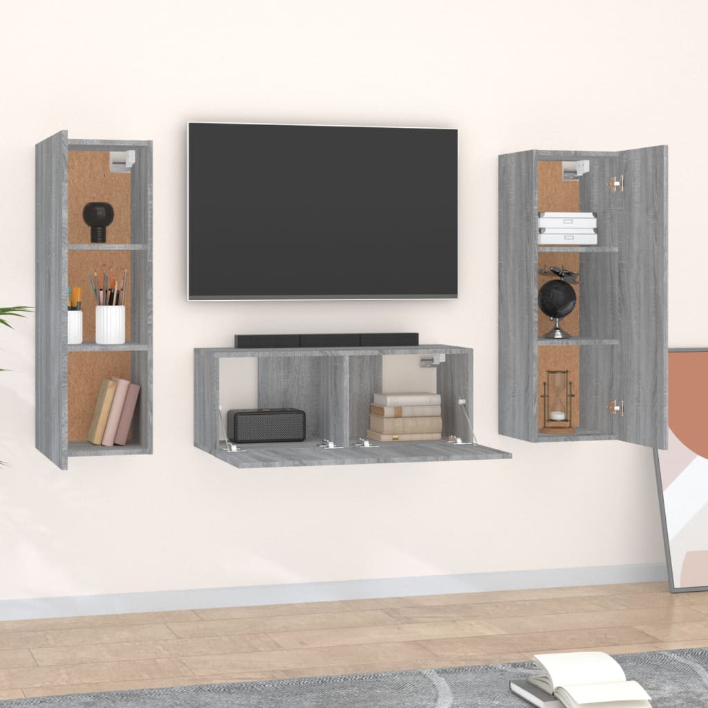 Ensemble de meubles TV 3 pcs Sonoma gris Bois d'ingénierie - XIOS