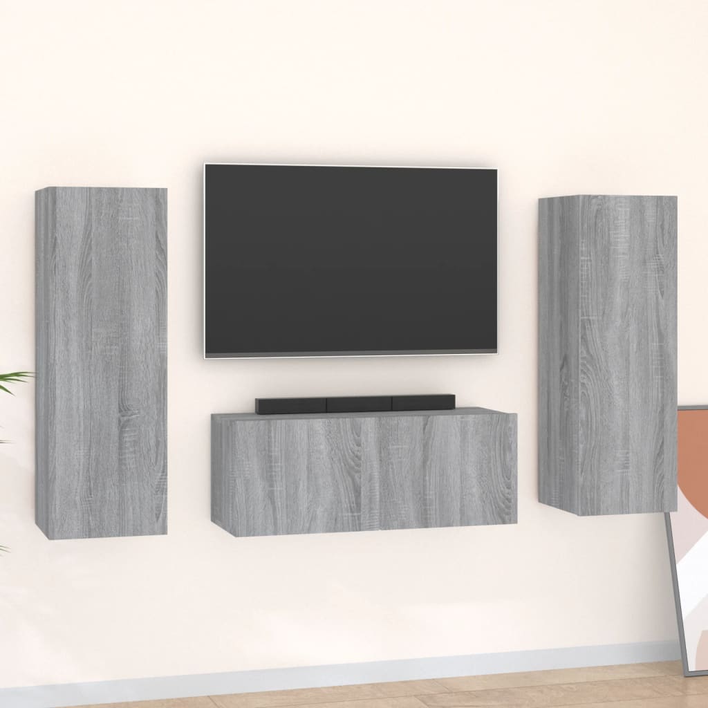 Ensemble de meubles TV 3 pcs Sonoma gris Bois d'ingénierie - XIOS