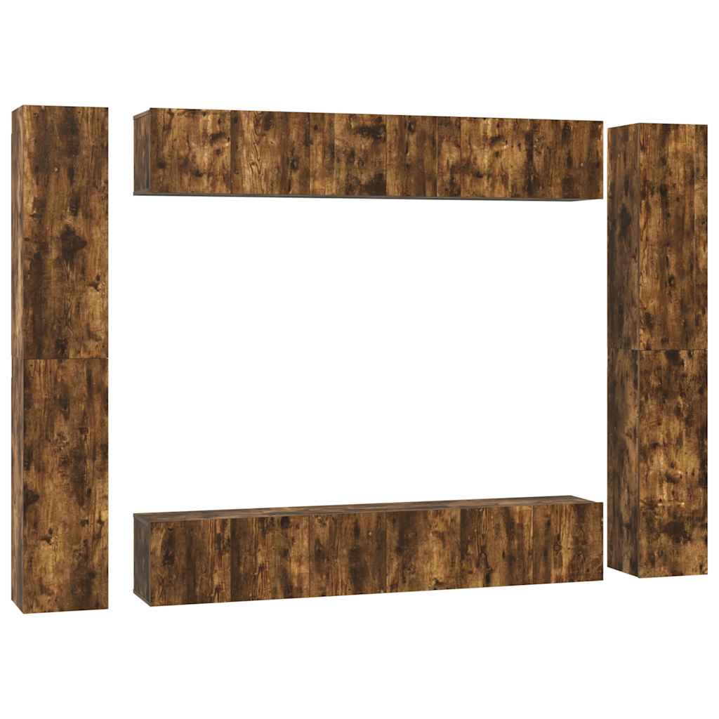 Ensemble de meubles TV 10 pcs Chêne fumé Bois d'ingénierie - XIOS