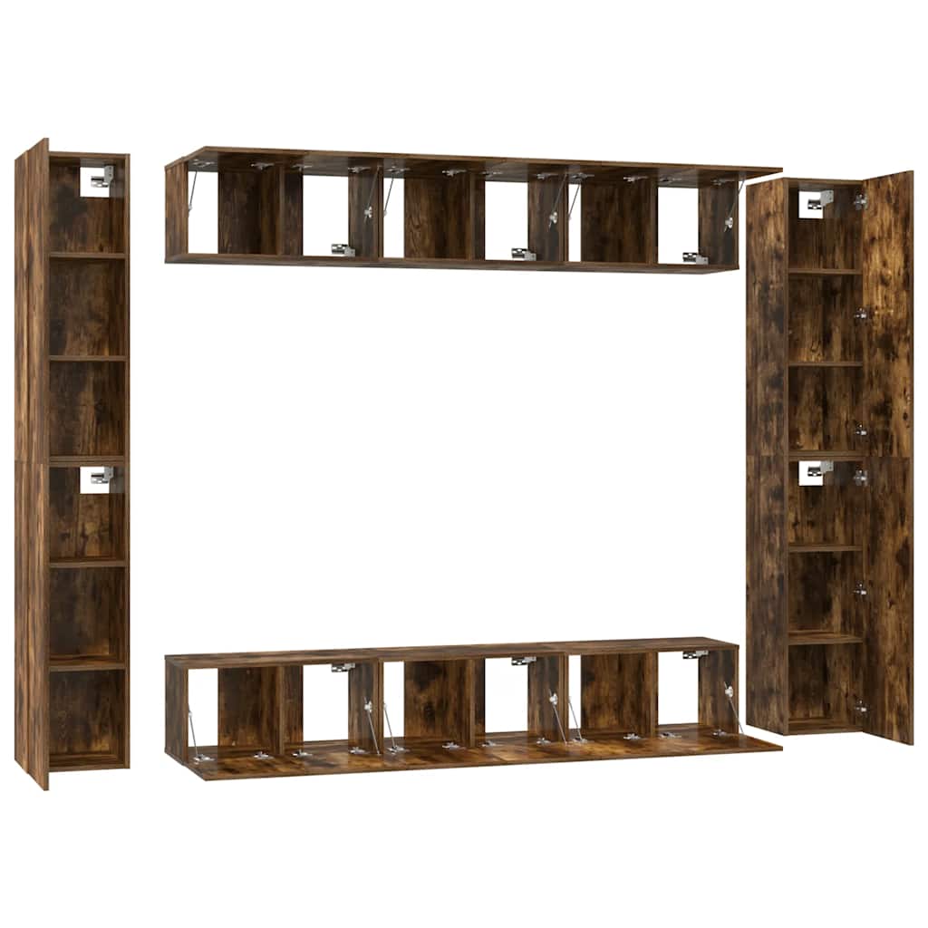 Ensemble de meubles TV 10 pcs Chêne fumé Bois d'ingénierie - XIOS