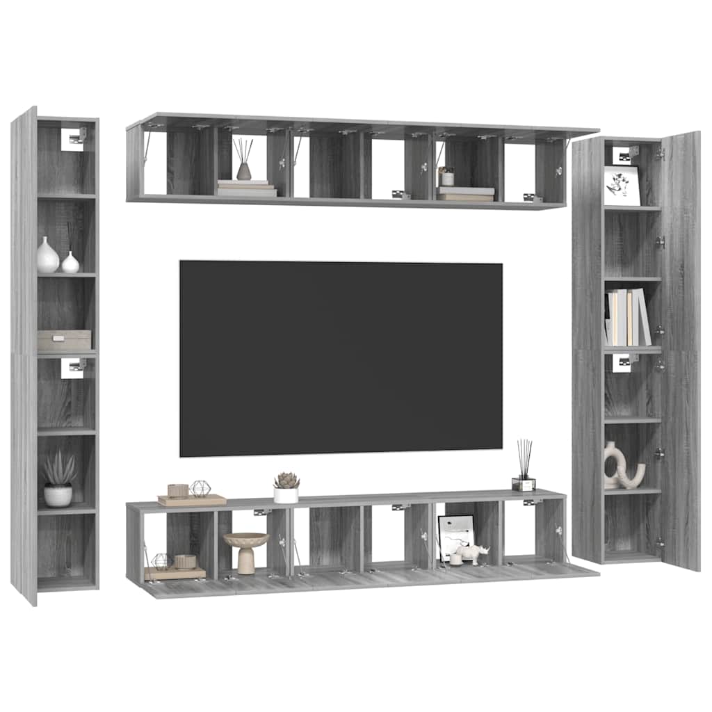 Ensemble de meubles TV 10 pcs Sonoma gris Bois d'ingénierie - XIOS