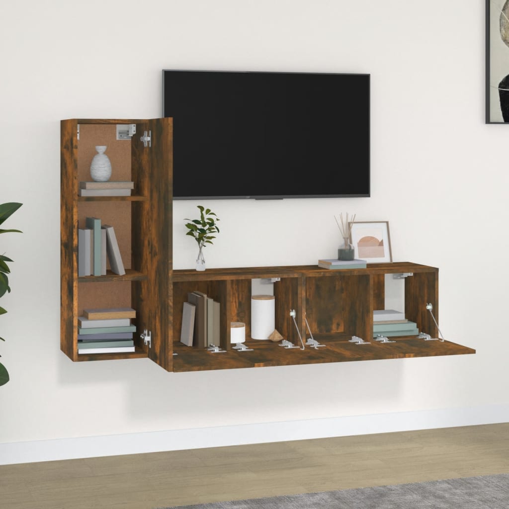 Ensemble de meubles TV 3 pcs Chêne fumé Bois d'ingénierie - XIOS