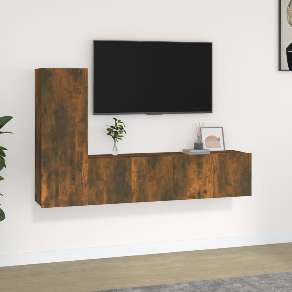 Ensemble de meubles TV 3 pcs Chêne fumé Bois d'ingénierie - XIOS