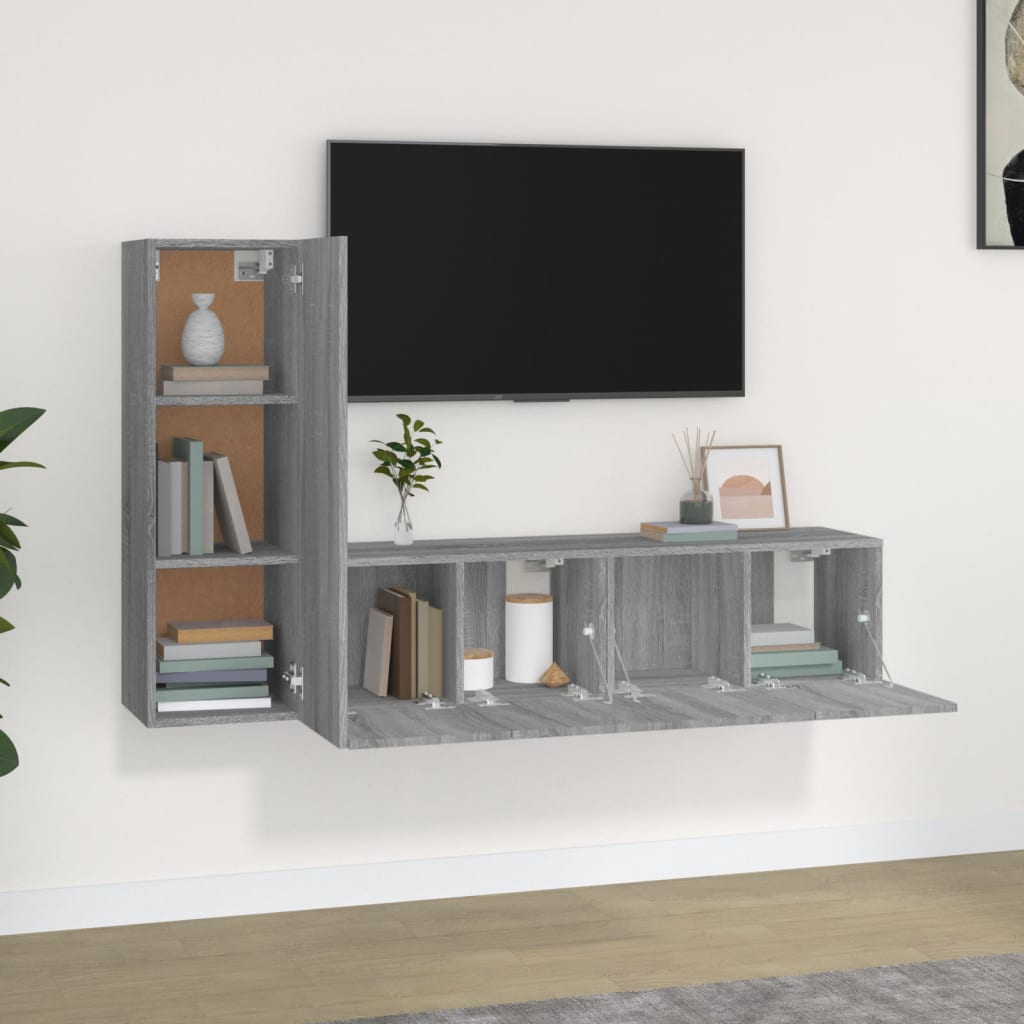 Ensemble de meubles TV 3 pcs Sonoma gris Bois d'ingénierie - XIOS