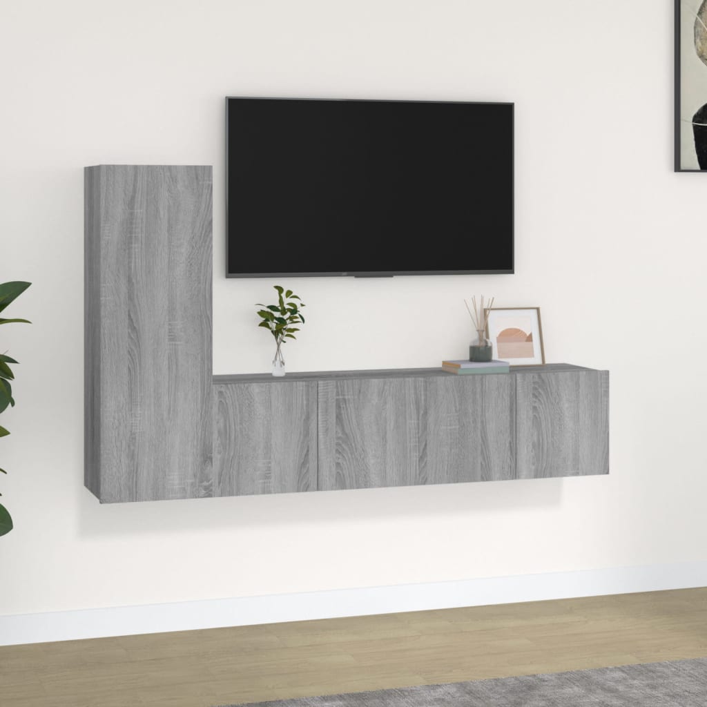 Ensemble de meubles TV 3 pcs Sonoma gris Bois d'ingénierie - XIOS
