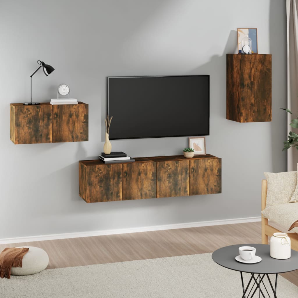 Ensemble de meubles TV 4 pcs Chêne fumé Bois d'ingénierie - XIOS