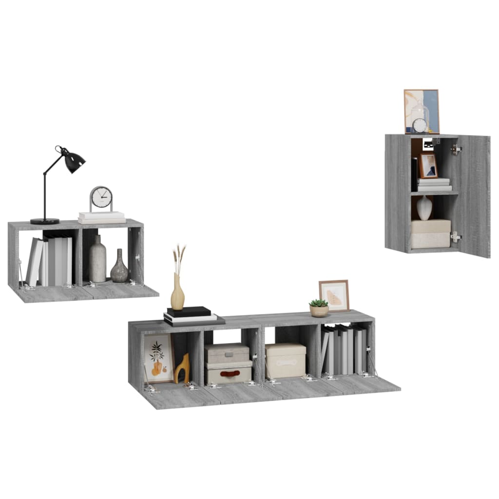 Ensemble de meubles TV 4 pcs Sonoma gris Bois d'ingénierie - XIOS
