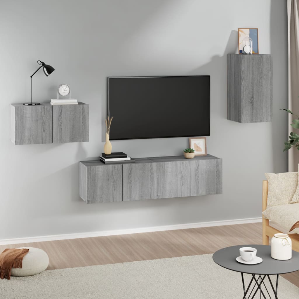 Ensemble de meubles TV 4 pcs Sonoma gris Bois d'ingénierie - XIOS