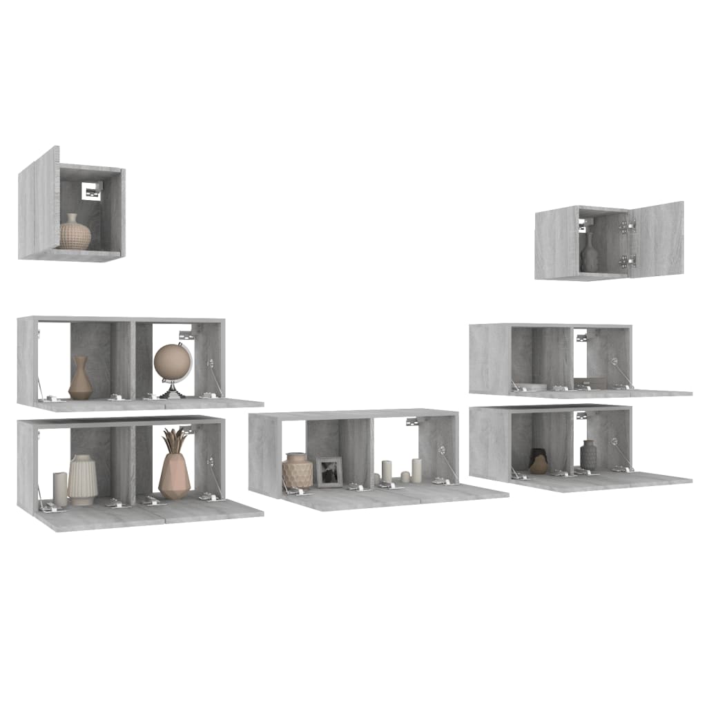 Ensemble de meubles TV 7 pcs Sonoma gris Bois d'ingénierie - XIOS