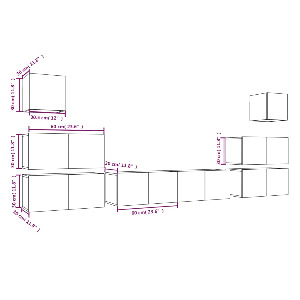Ensemble de meubles TV 8 pcs Sonoma gris Bois d'ingénierie - XIOS