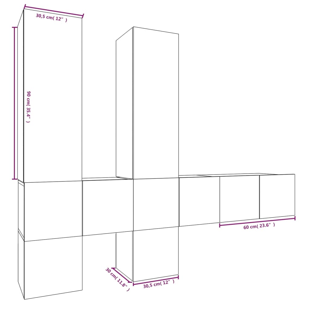 Ensemble de meubles TV 7 pcs Sonoma gris Bois d'ingénierie - XIOS