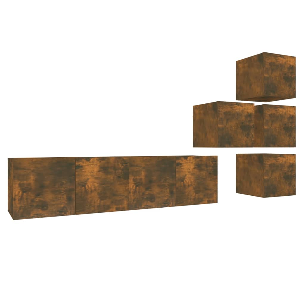 Ensemble de meubles TV 6 pcs Chêne fumé Bois d'ingénierie - XIOS