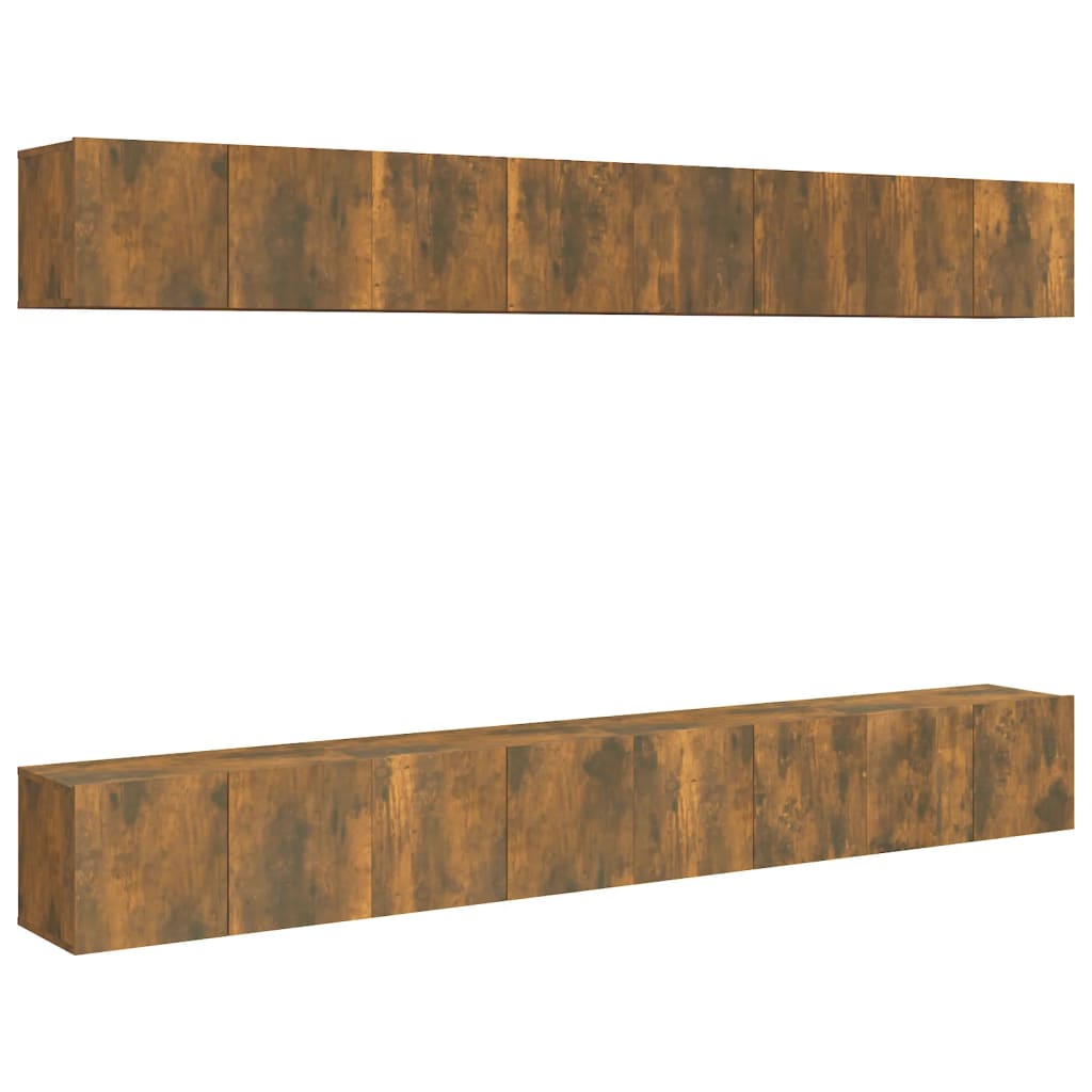 Meubles TV 8 pcs Chêne fumé 60x30x30 cm Bois d'ingénierie - XIOS