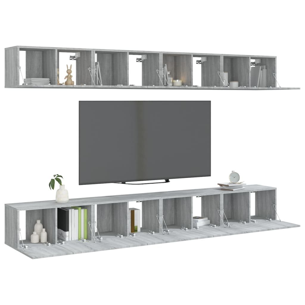 Meubles TV 8 pcs Sonoma gris 60x30x30 cm Bois d'ingénierie - XIOS