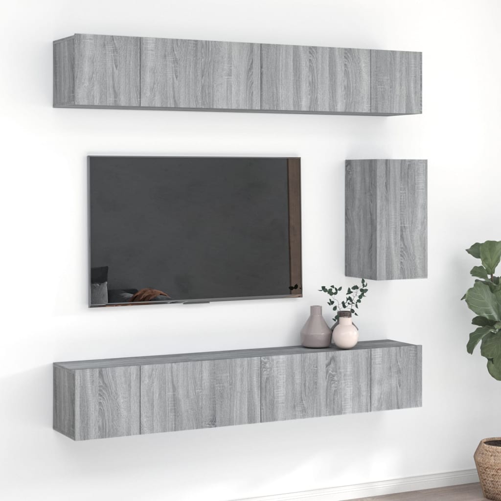 Ensemble de meubles TV 7 pcs Sonoma gris Bois d'ingénierie - XIOS