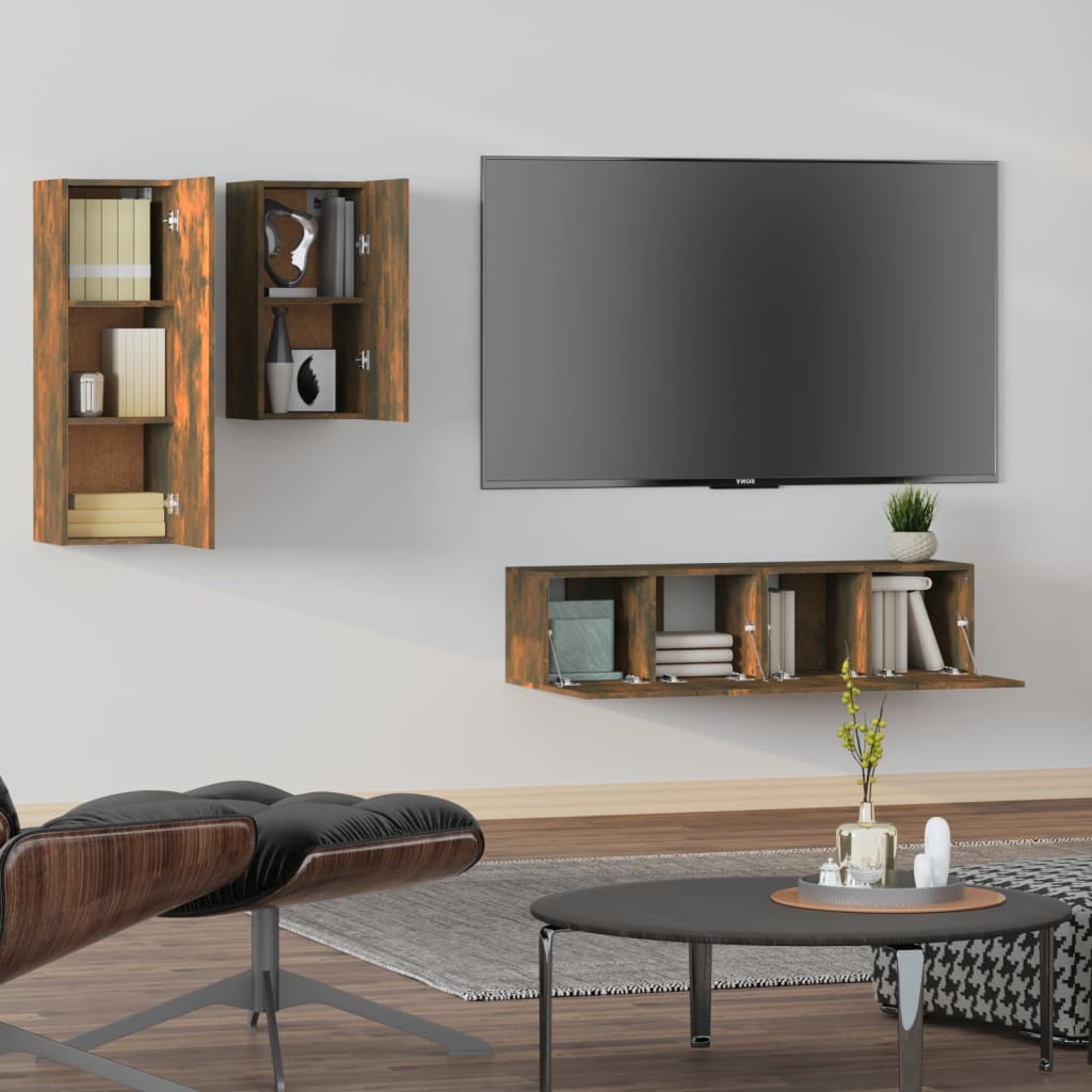 Ensemble de meubles TV 4 pcs Chêne fumé Bois d'ingénierie - XIOS