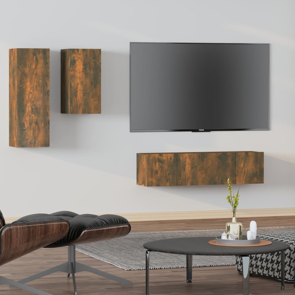 Ensemble de meubles TV 4 pcs Chêne fumé Bois d'ingénierie - XIOS