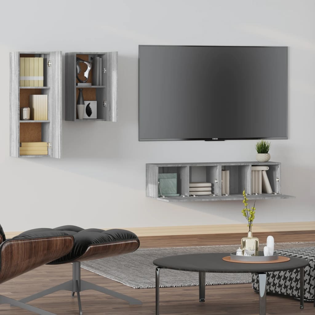 Ensemble de meubles TV 4 pcs Sonoma gris Bois d'ingénierie - XIOS