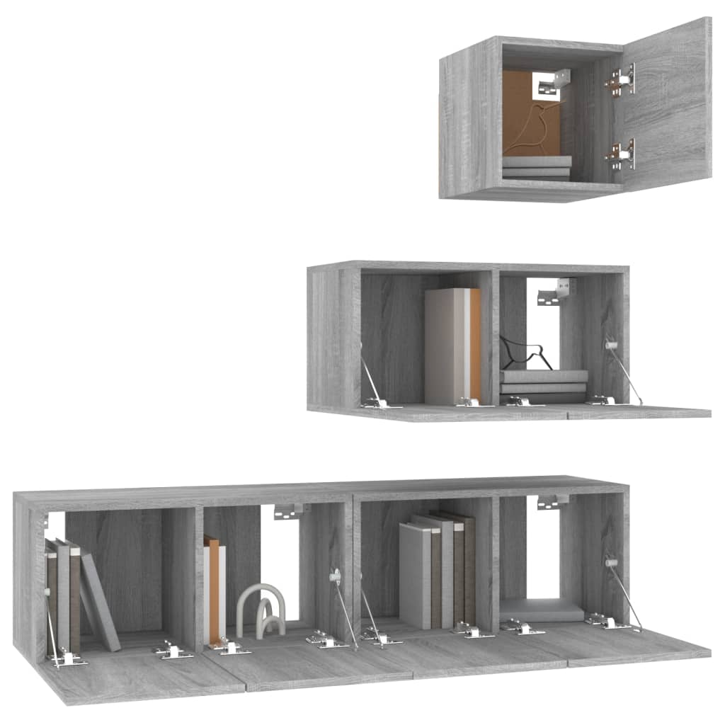 Ensemble de meubles TV 4 pcs Sonoma gris Bois d'ingénierie - XIOS