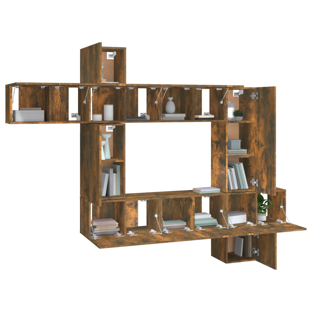 Ensemble de meubles TV 10 pcs Chêne fumé Bois d'ingénierie - XIOS