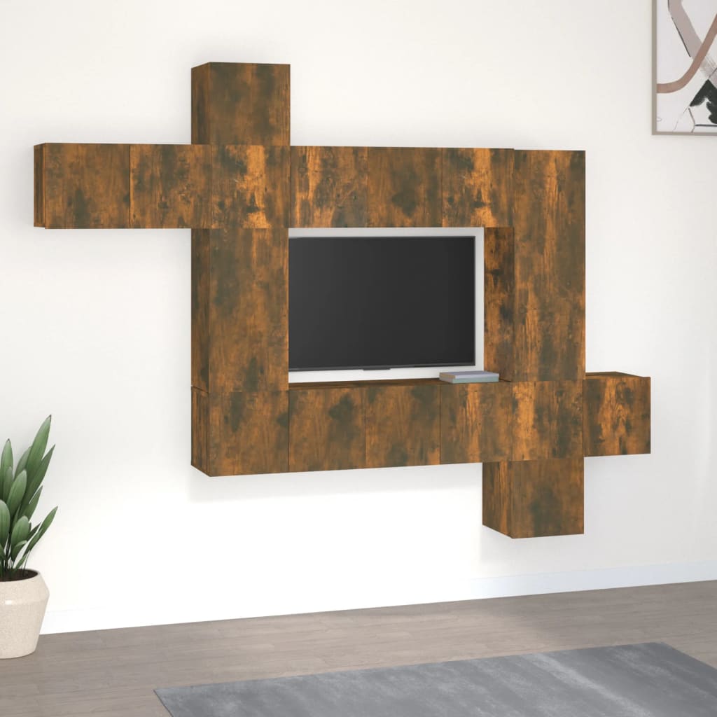 Ensemble de meubles TV 10 pcs Chêne fumé Bois d'ingénierie - XIOS